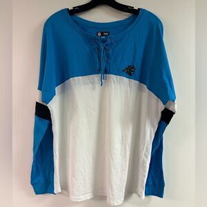 Womens Carolina Panthers Football Oversized Fit NFL Long Sleeve Tie Detail Top L